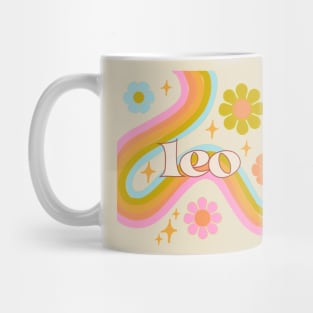 Leo 70s rainbow with flowers Mug